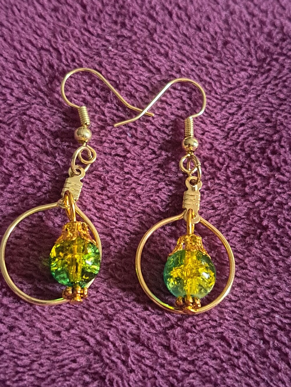 Handmade Green Two Toned Earrings